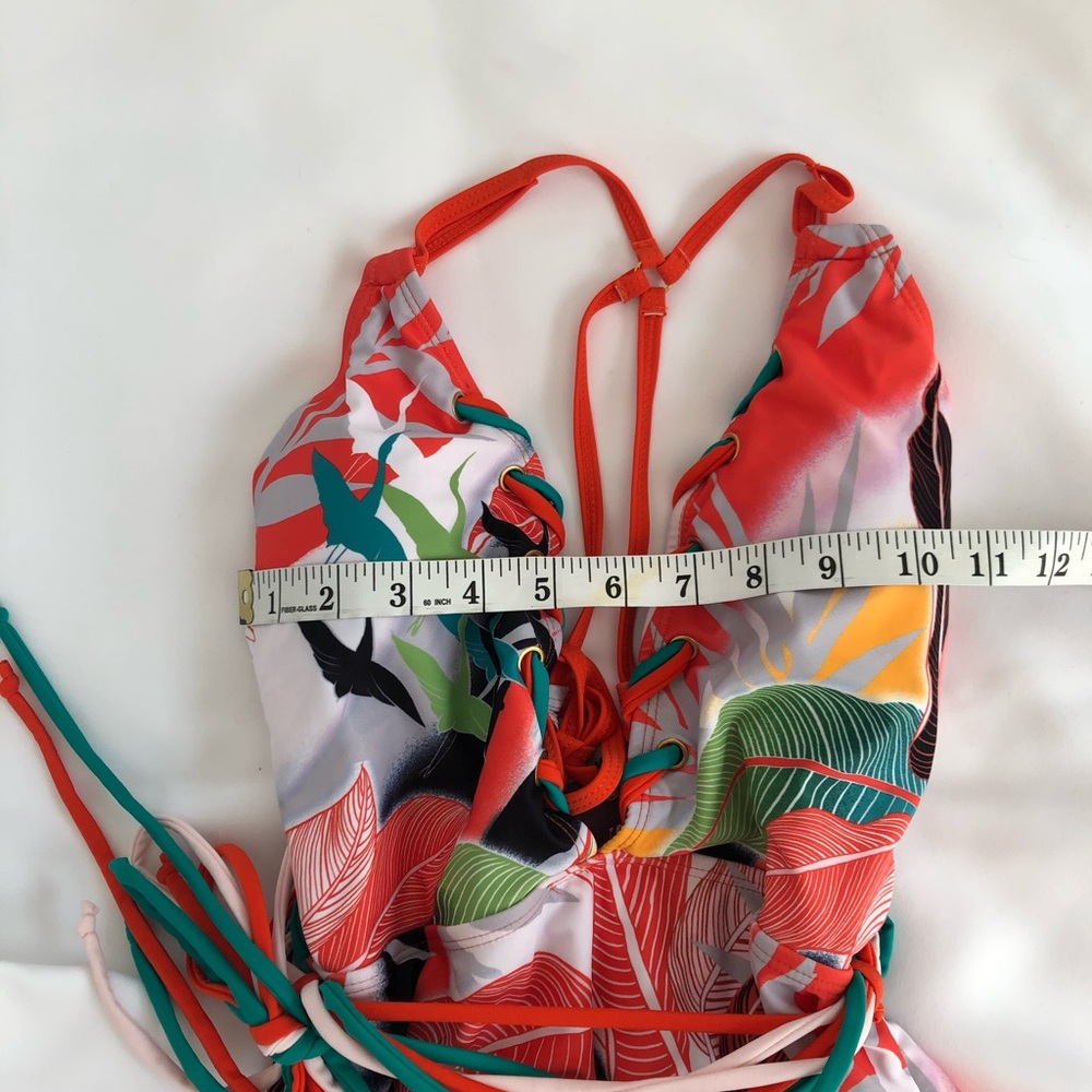 NEW Orange/multi Onepiece Low Cut swimsuit - Picture 7 of 7